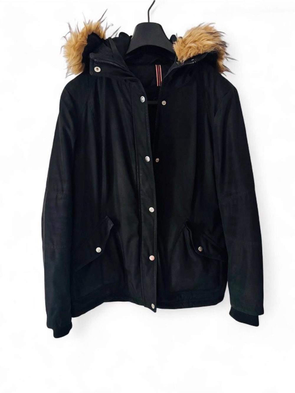 Jessica Simpson Black Faux Fur-Trim Hooded Parka Jacket - Women